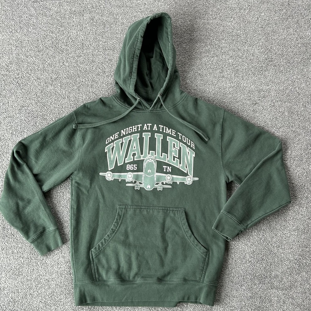 Morgan Wallen Hoodie Sweatshirt Mens Medium Green One Night At A Time Tour 2024